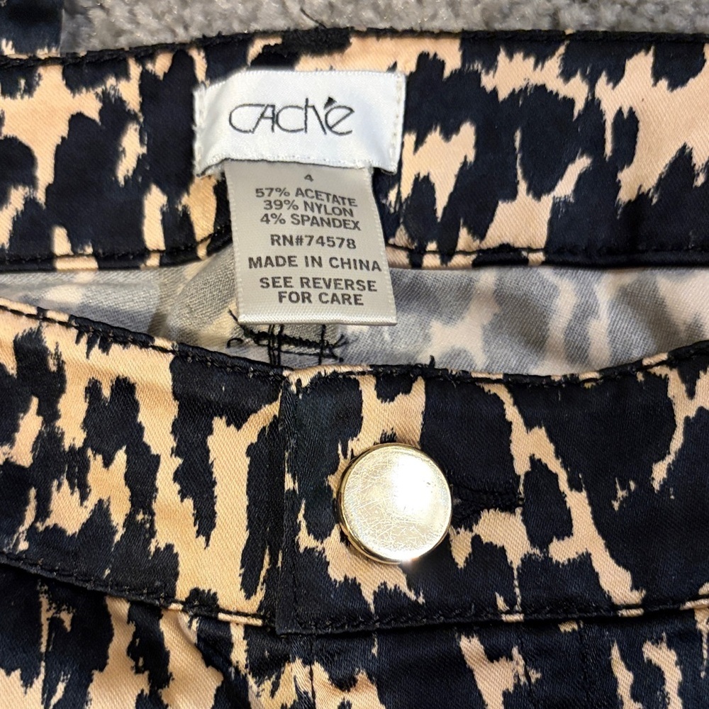 Cache Leopard Print Straight Leg Pants - Picture 3 of 5